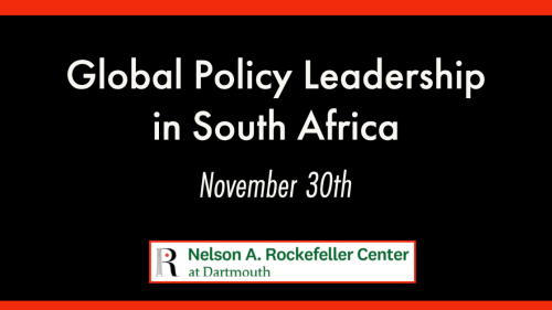 Text: Global Policy Leadership in South Africa. November 30th