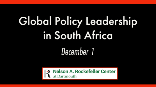 Text: Global Policy Leadership in South Africa. December 1
