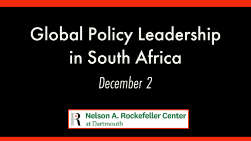 Text: Global Policy Leadership in South Africa. December 2