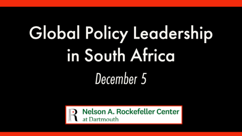 Text: Global Policy Leadership in South Africa. December 5