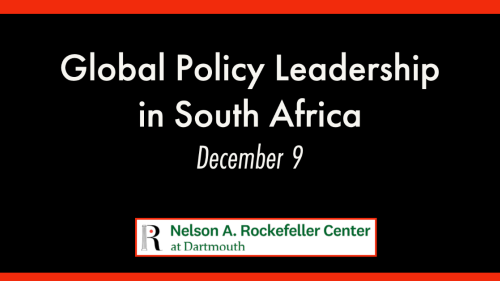 Text: Global Policy Leadership in South Africa. December 9