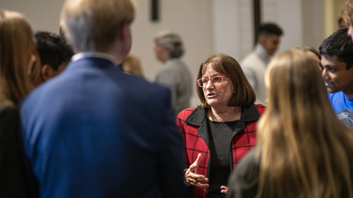 Rep. Annie Kuster speaks to students at the Hanover Inn
