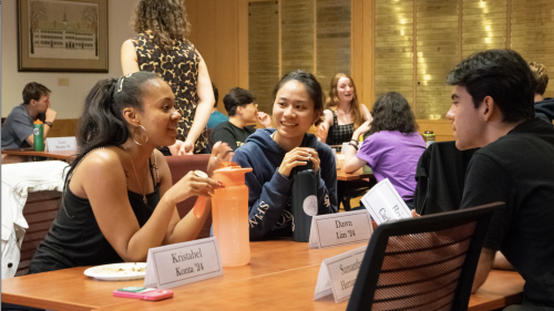 Students in conversation at an RLF session.