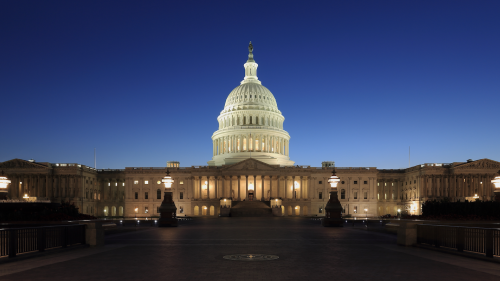US Capitol at dusk as seen from the eastern side