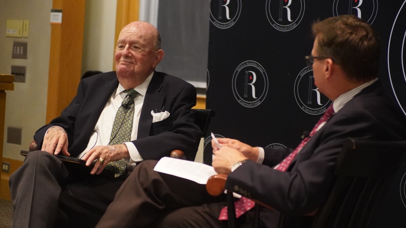 Judge Laurence Silberman '57 sits on a chair