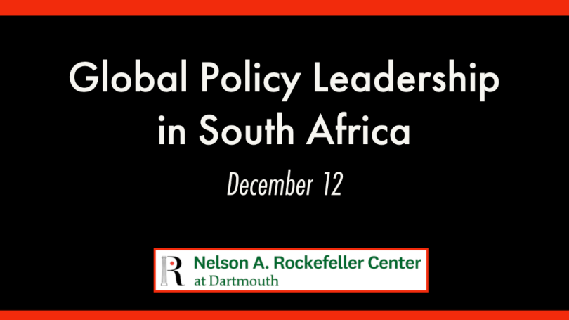 Text: Global Policy Leadership in South Africa. December 12