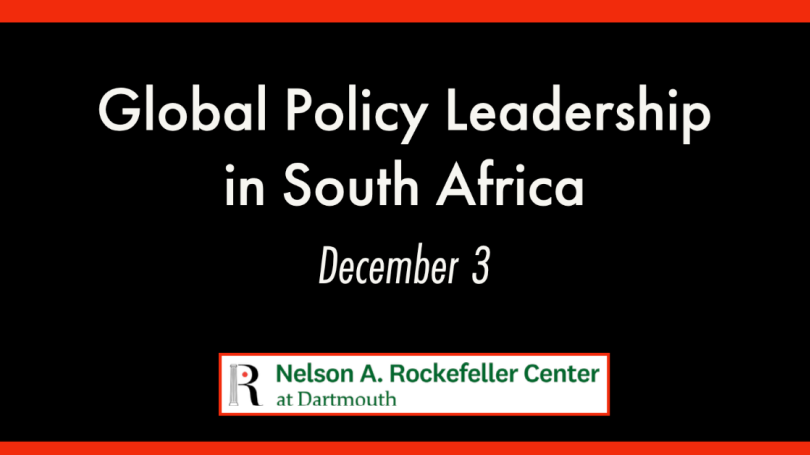 Text: Global Policy Leadership in South Africa. December 3