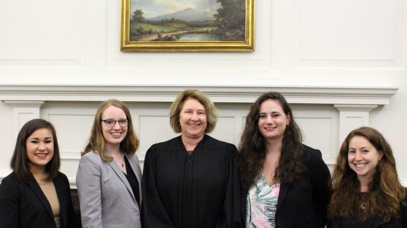 Angela Potier '21 (left) and Anna Barbara Hantz Marconi, Associate Justice of the New Hampshire Supreme Court with her law clerks.
