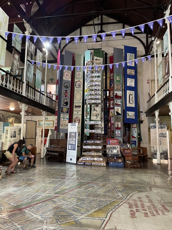 museum with banners