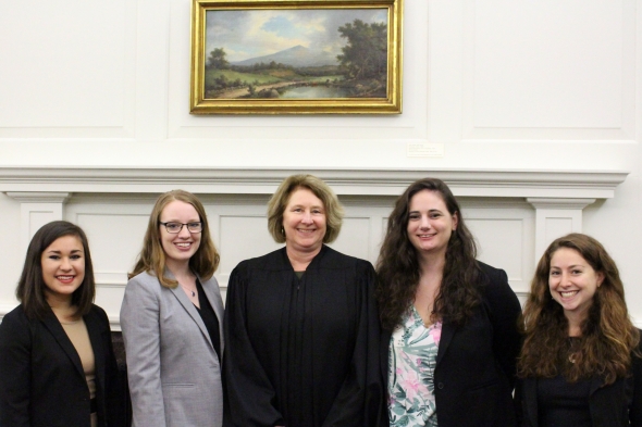 Angela Potier '21 (left) and Anna Barbara Hantz Marconi, Associate Justice of the New Hampshire Supreme Court with her law clerks.