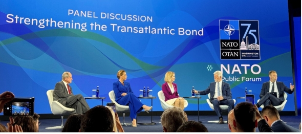 Panel of six on the NATO Summit stage